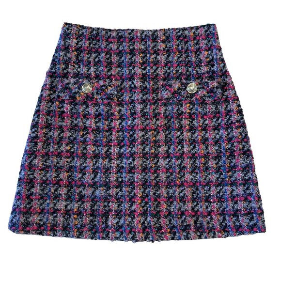 Sandro Loly Tweed Multi-Color Virgin Wool Blend Mini Skirt Women's 36 - Picture 1 of 8